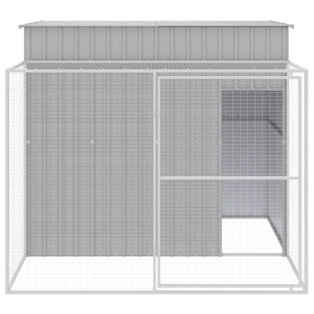 Hondenhok met ren 214x253x181 cm staal lichtgrijs 214 x 253 x 181 cm Lichtgrijs