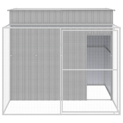 Hondenhok met ren 214x253x181 cm staal lichtgrijs 214 x 253 x 181 cm Lichtgrijs