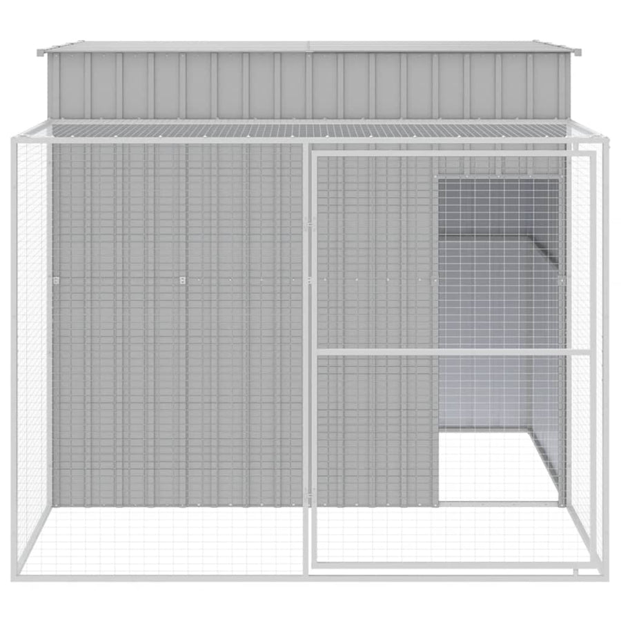 Hondenhok met ren 214x253x181 cm staal lichtgrijs 214 x 253 x 181 cm Lichtgrijs