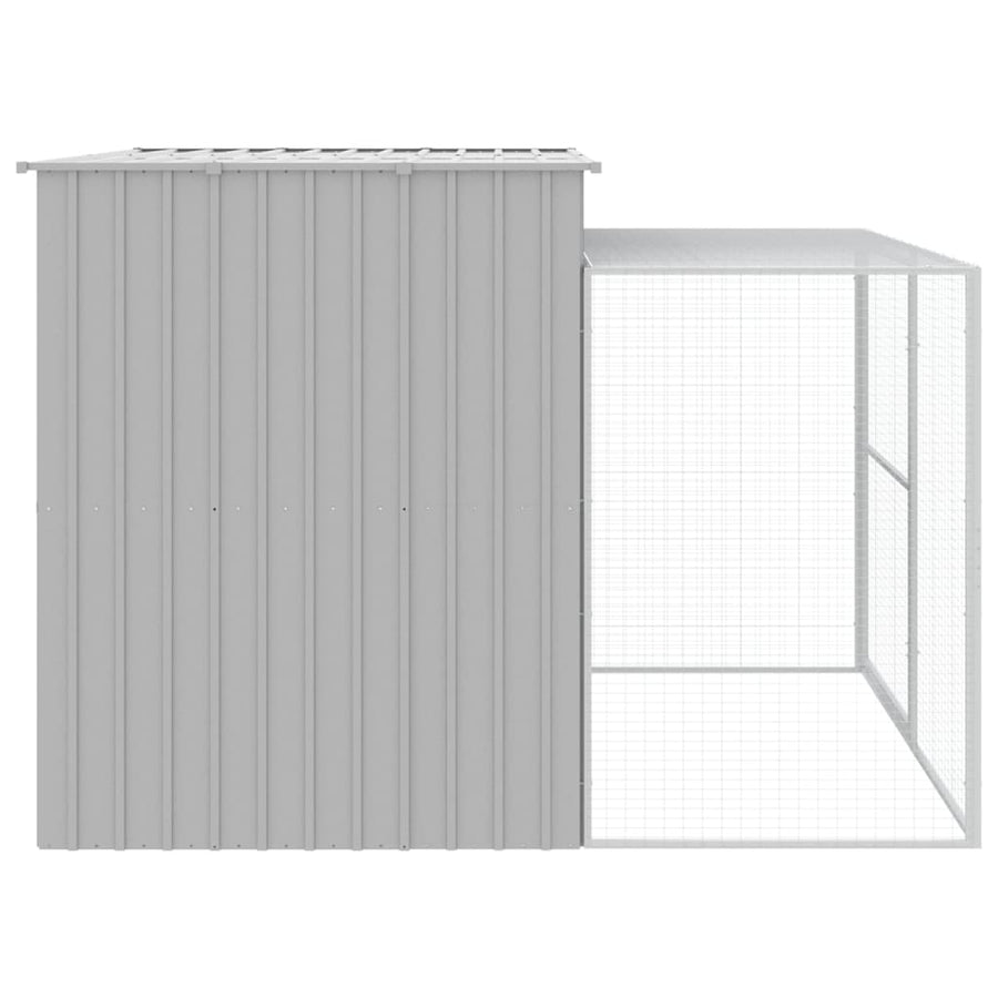 Hondenhok met ren 214x253x181 cm staal lichtgrijs 214 x 253 x 181 cm Lichtgrijs