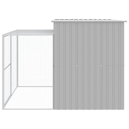 Hondenhok met ren 214x253x181 cm staal lichtgrijs 214 x 253 x 181 cm Lichtgrijs