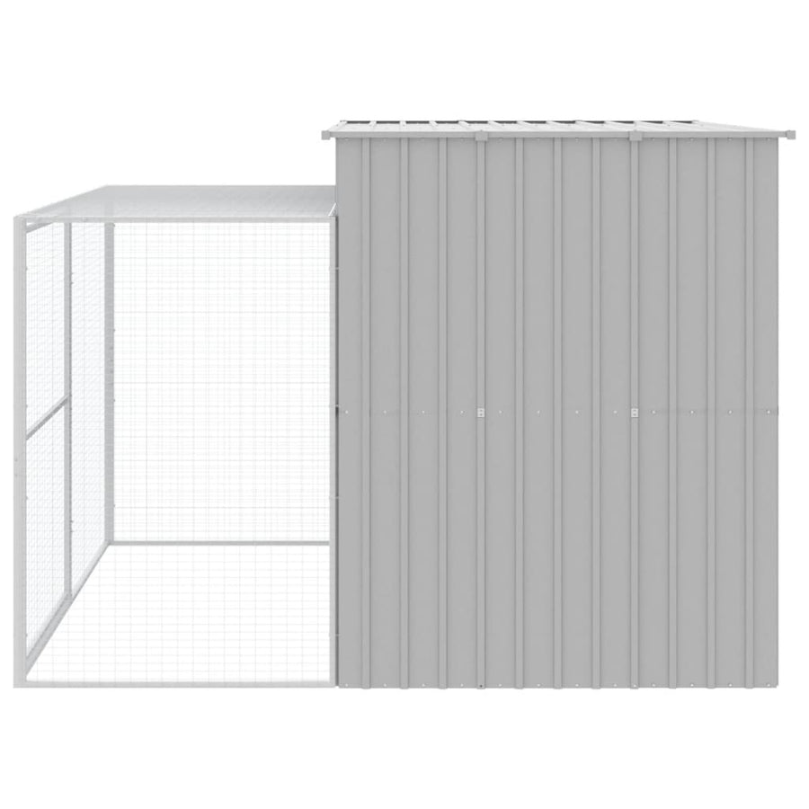 Hondenhok met ren 214x253x181 cm staal lichtgrijs 214 x 253 x 181 cm Lichtgrijs