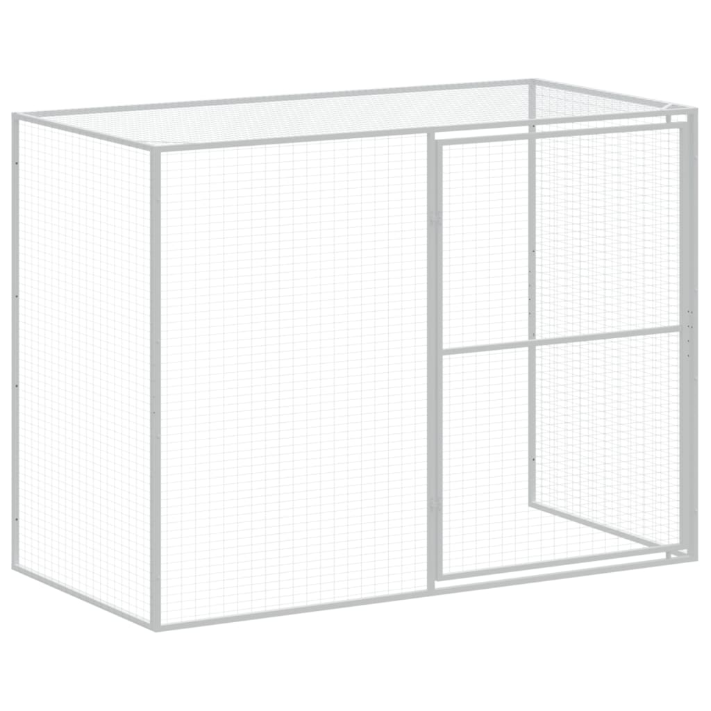 Hondenhok met ren 214x253x181 cm staal lichtgrijs 214 x 253 x 181 cm Lichtgrijs