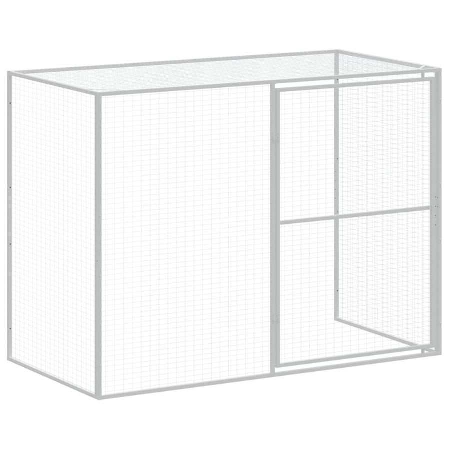Hondenhok met ren 214x253x181 cm staal lichtgrijs 214 x 253 x 181 cm Lichtgrijs