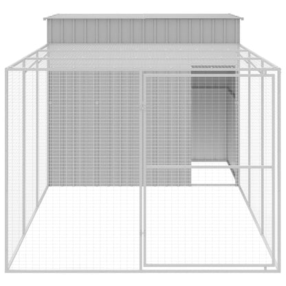 Hondenhok met ren 214x457x181 cm staal lichtgrijs 214 x 457 x 181 cm Lichtgrijs