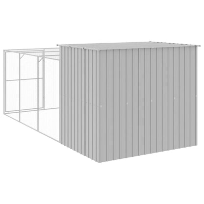 Hondenhok met ren 214x457x181 cm staal lichtgrijs 214 x 457 x 181 cm Lichtgrijs