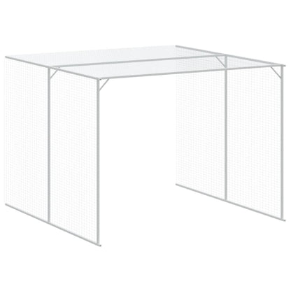 Hondenhok met ren 214x457x181 cm staal lichtgrijs 214 x 457 x 181 cm Lichtgrijs