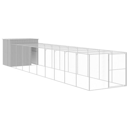 Hondenhok met ren 214x1069x181 cm staal lichtgrijs 214 x 1069 x 181 cm Lichtgrijs
