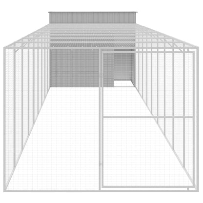 Hondenhok met ren 214x1069x181 cm staal lichtgrijs 214 x 1069 x 181 cm Lichtgrijs