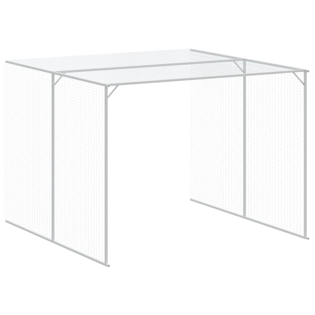 Hondenhok met ren 214x1069x181 cm staal lichtgrijs 214 x 1069 x 181 cm Lichtgrijs