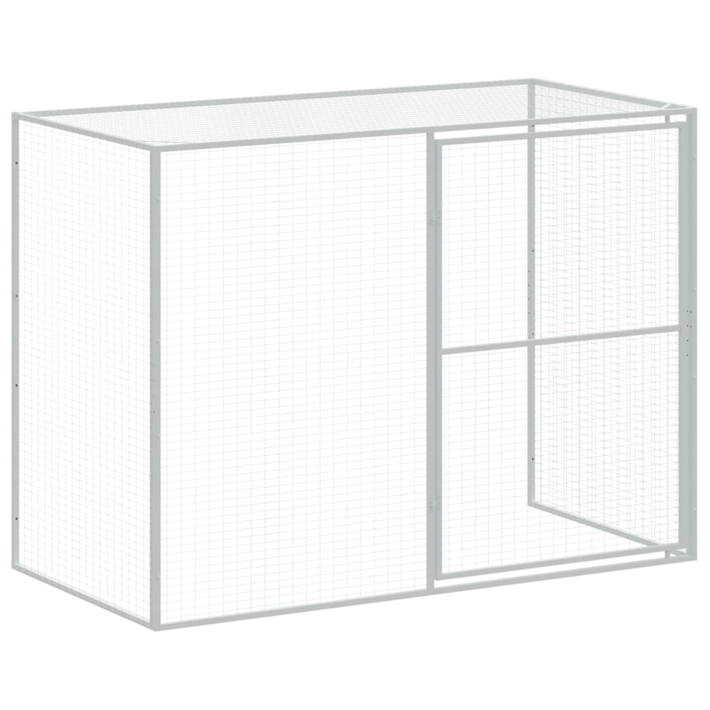 Hondenhok met ren 214x1069x181 cm staal lichtgrijs 214 x 1069 x 181 cm Lichtgrijs