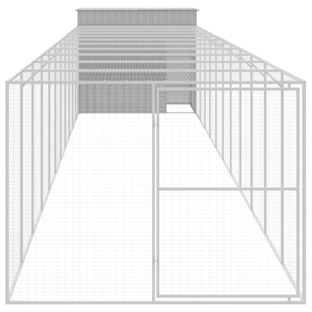 Hondenhok met ren 214x1273x181 cm staal lichtgrijs 214 x 1273 x 181 cm Lichtgrijs