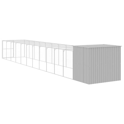 Hondenhok met ren 214x1273x181 cm staal lichtgrijs 214 x 1273 x 181 cm Lichtgrijs