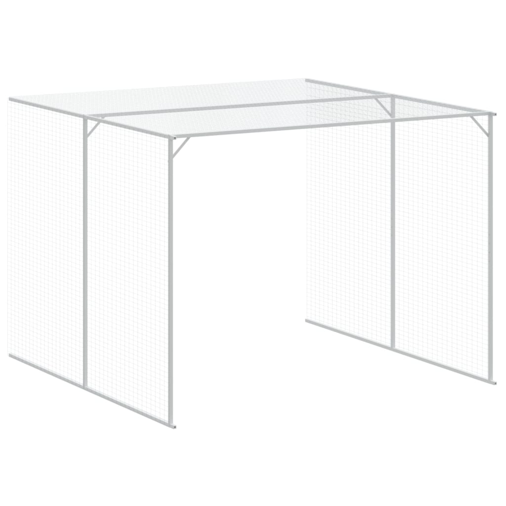 Hondenhok met ren 214x1273x181 cm staal lichtgrijs 214 x 1273 x 181 cm Lichtgrijs