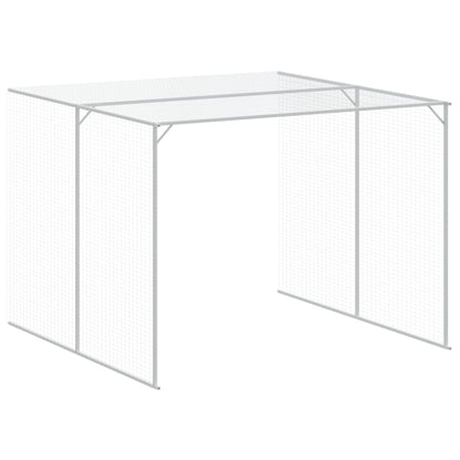 Hondenhok met ren 214x1273x181 cm staal lichtgrijs 214 x 1273 x 181 cm Lichtgrijs
