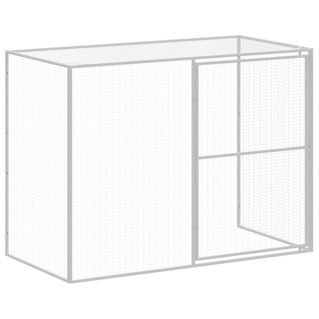 Hondenhok met ren 214x1273x181 cm staal lichtgrijs 214 x 1273 x 181 cm Lichtgrijs