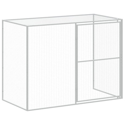 Hondenhok met ren 214x1273x181 cm staal lichtgrijs 214 x 1273 x 181 cm Lichtgrijs