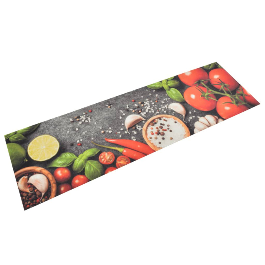 Keukenmat Wasbaar Groenteprint Fluweel 45 x 150 cm Grijs en rood