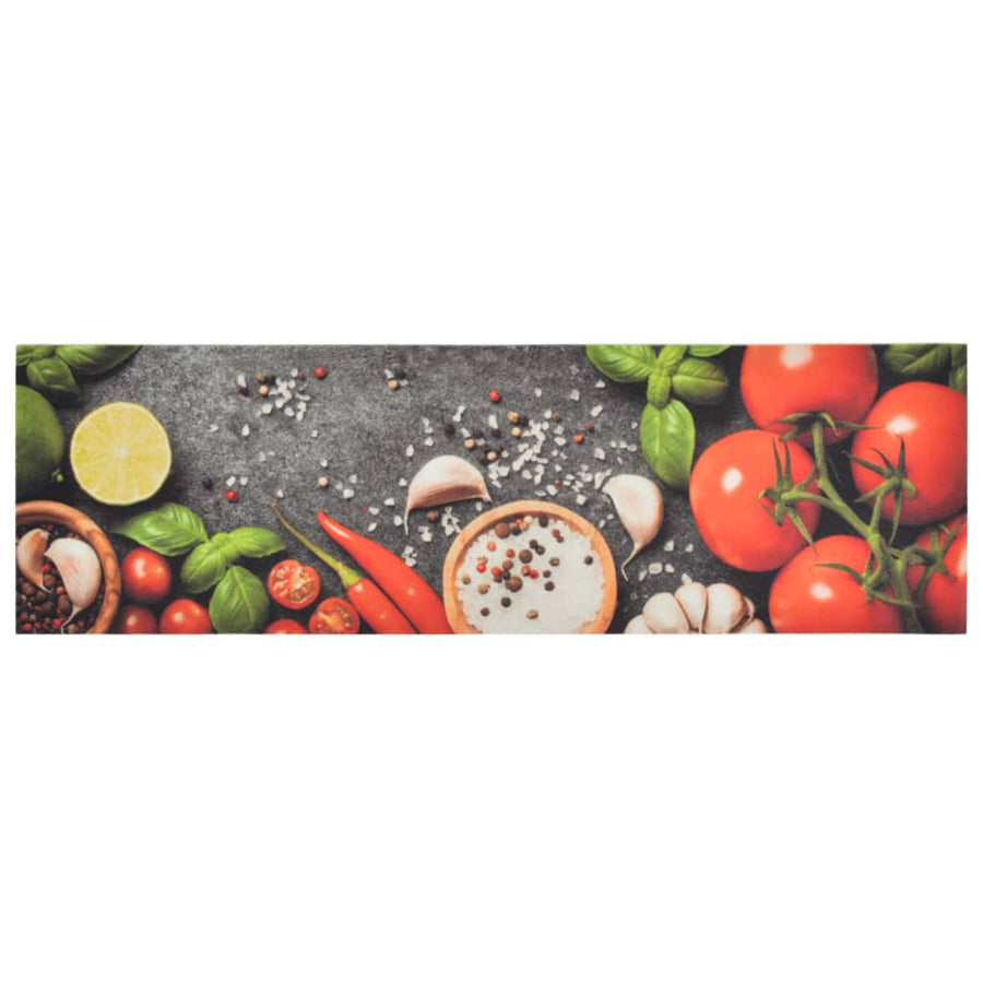 Keukenmat Wasbaar Groenteprint Fluweel 45 x 150 cm Grijs en rood