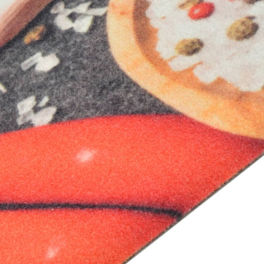 Keukenmat Wasbaar Groenteprint Fluweel 45 x 150 cm Grijs en rood