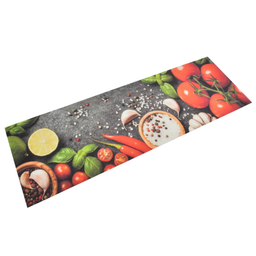 Keukenmat Wasbaar Groenteprint Fluweel 60 x 180 cm Grijs en rood