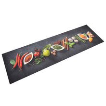 Keukenmat Wasbaar Kruidenprint Fluweel 45 x 150 cm Donkergrijs