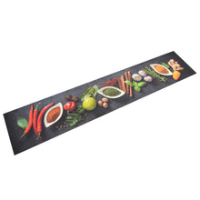 Keukenmat Wasbaar Kruidenprint Fluweel 60 x 300 cm Donkergrijs