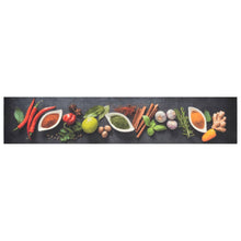Keukenmat Wasbaar Kruidenprint Fluweel 60 x 300 cm Donkergrijs
