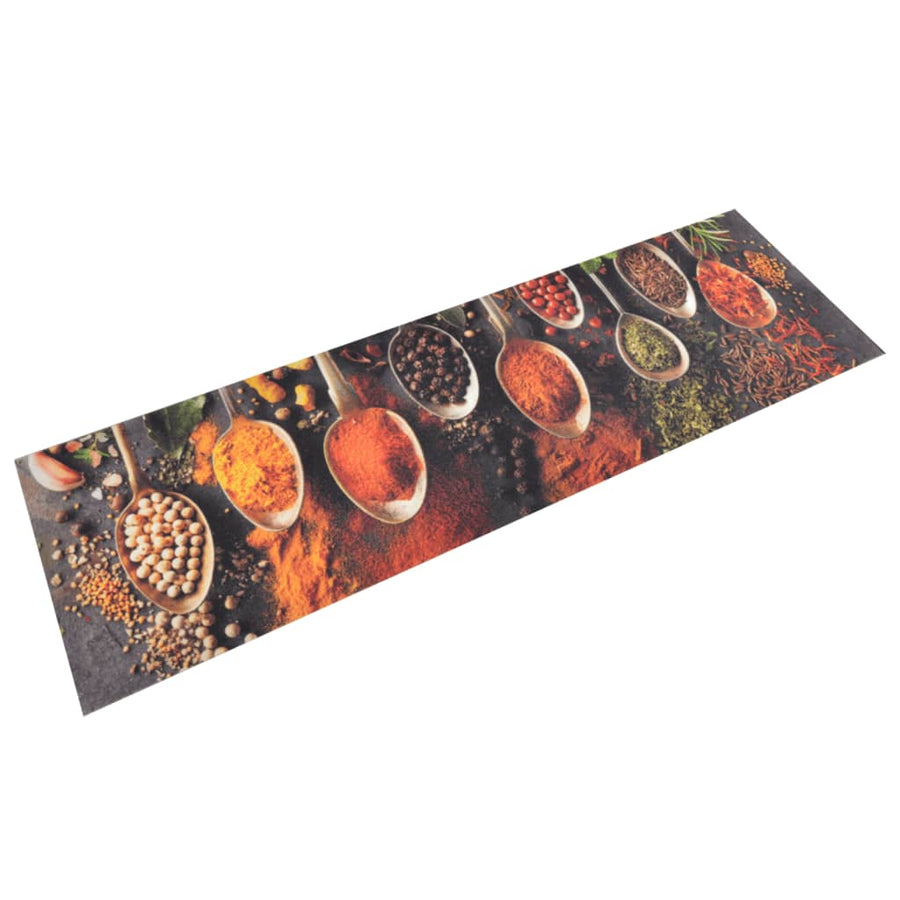 Keukenmat Wasbaar Lepel- En Kruidenprint Fluweel 45 x 150 cm Zwart en rood