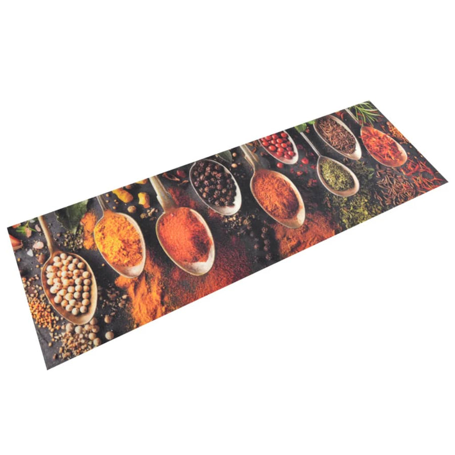Keukenmat Wasbaar Lepel- En Kruidenprint Fluweel 60 x 180 cm Zwart en rood