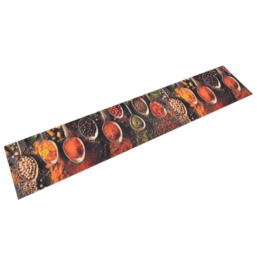 Keukenmat Wasbaar Lepel- En Kruidenprint Fluweel 60 x 300 cm Zwart en rood
