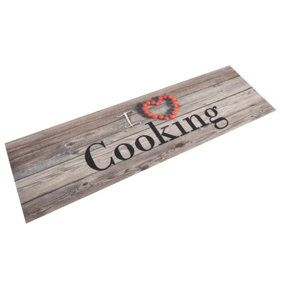 Keukenmat wasbaar cooking-print 45x150 cm fluweel grijs