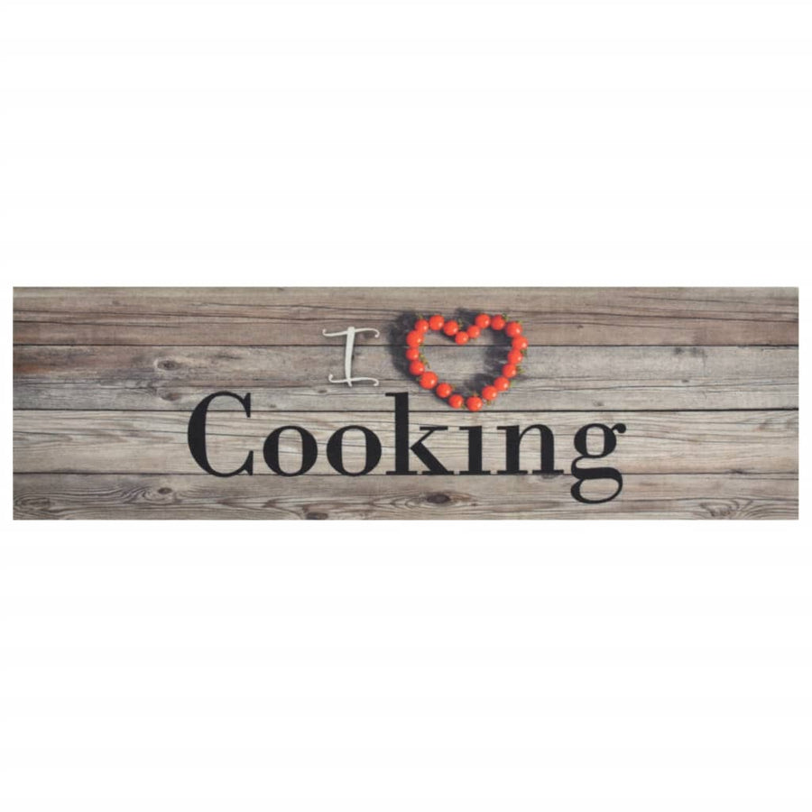 Keukenmat wasbaar cooking-print 45x150 cm fluweel grijs