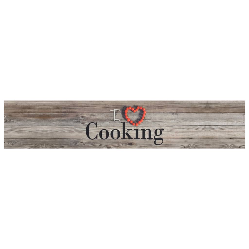 Keukenmat Wasbaar Cooking-Print Fluweel Grijs 60 x 300 cm Hout