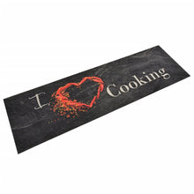Keukenmat Wasbaar Cooking-Print Fluweel 45 x 150 cm Zwart