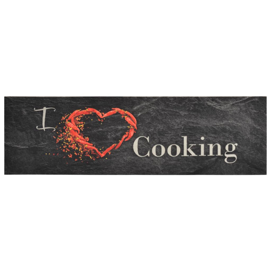 Keukenmat Wasbaar Cooking-Print Fluweel 45 x 150 cm Zwart