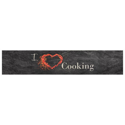 Keukenmat Wasbaar Cooking-Print Fluweel 60 x 300 cm Zwart