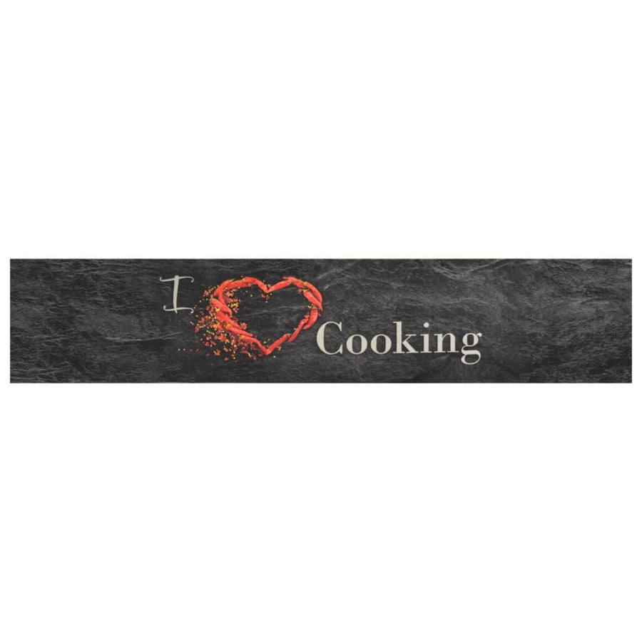 Keukenmat Wasbaar Cooking-Print Fluweel 60 x 300 cm Zwart