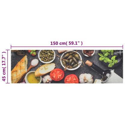 Keukenmat Wasbaar Wijn- En Dinerprint Fluweel 45 x 150 cm Multikleur