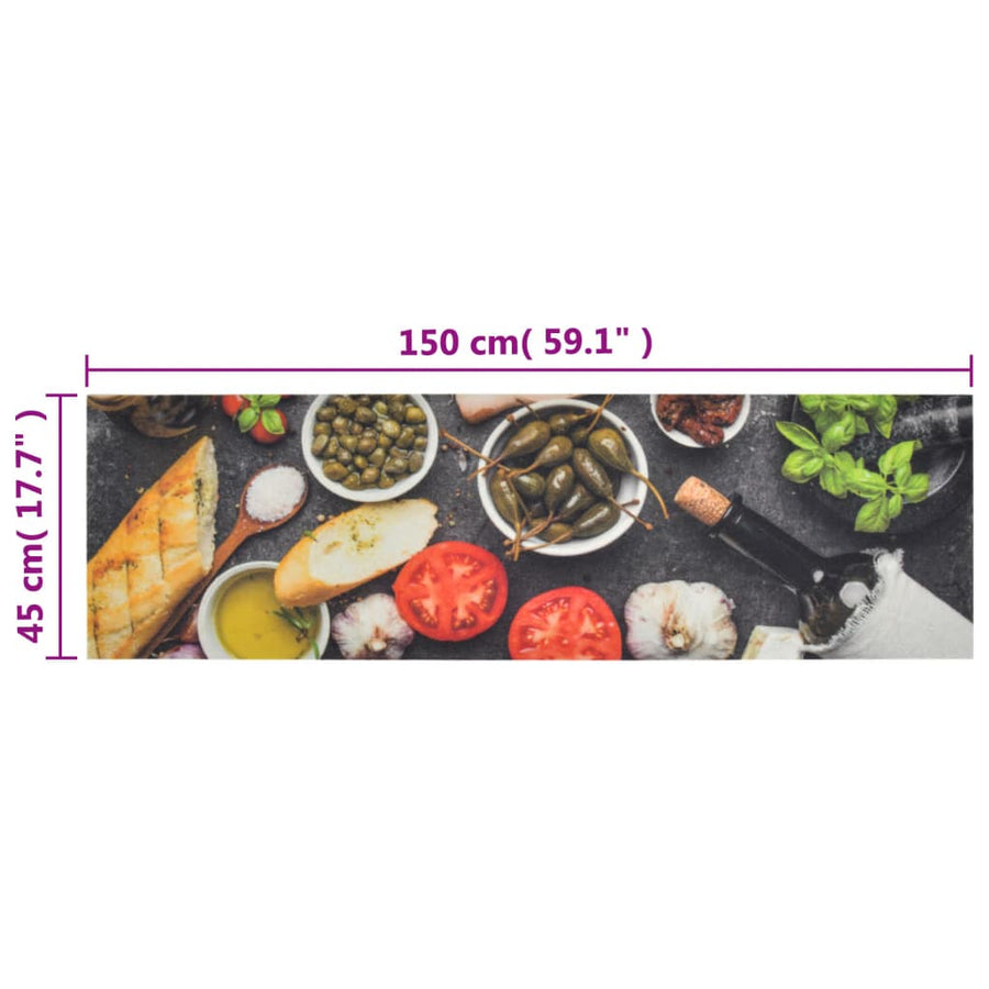 Keukenmat Wasbaar Wijn- En Dinerprint Fluweel 45 x 150 cm Multikleur