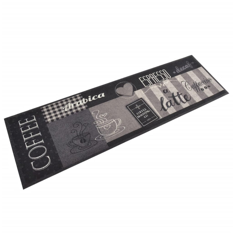 Keukenmat Wasbaar Koffieprint Fluweel Zwart 45 x 150 cm Koffiebruin