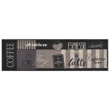 Keukenmat Wasbaar Koffieprint Fluweel Zwart 45 x 150 cm Koffiebruin