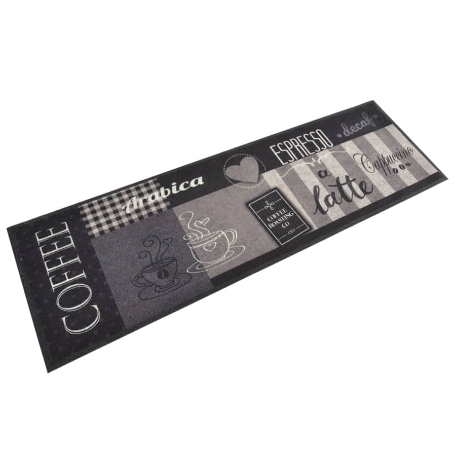 Keukenmat Wasbaar Koffieprint Fluweel Zwart 60 x 180 cm Koffiebruin