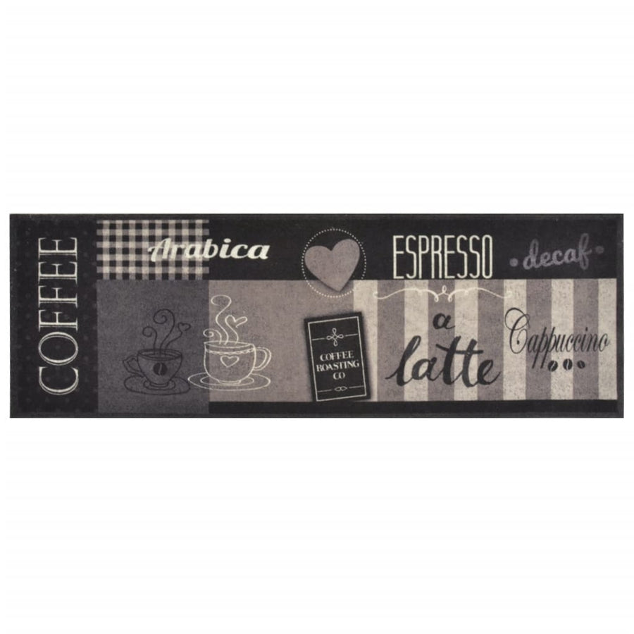 Keukenmat Wasbaar Koffieprint Fluweel Zwart 60 x 180 cm Koffiebruin