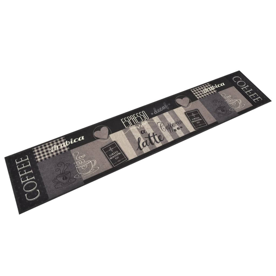 Keukenmat Wasbaar Koffieprint Fluweel Zwart 60 x 300 cm Koffiebruin