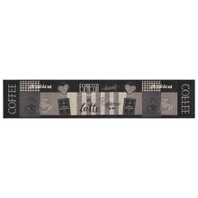 Keukenmat Wasbaar Koffieprint Fluweel Zwart 60 x 300 cm Koffiebruin
