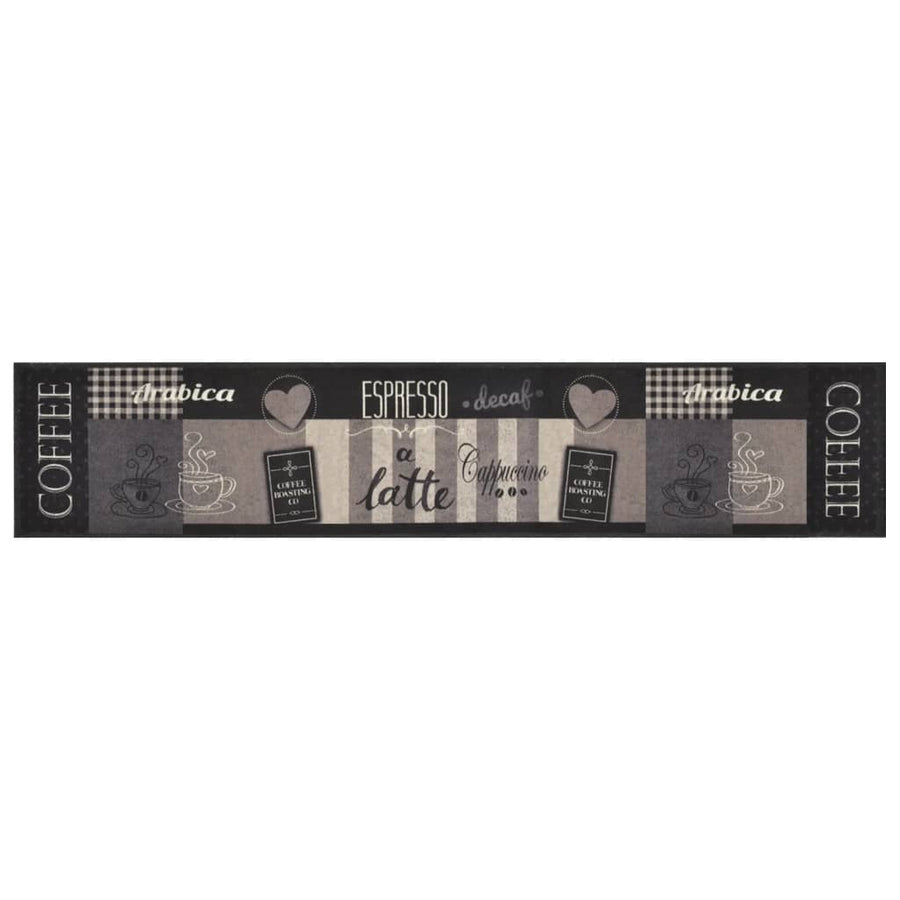 Keukenmat Wasbaar Koffieprint Fluweel Zwart 60 x 300 cm Koffiebruin