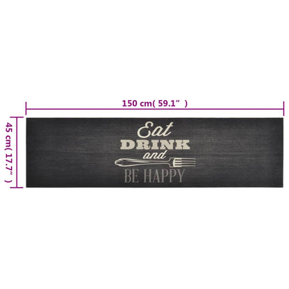 Keukenmat Wasbaar Keukenprint Fluweel 45 x 150 cm Zwart en wit