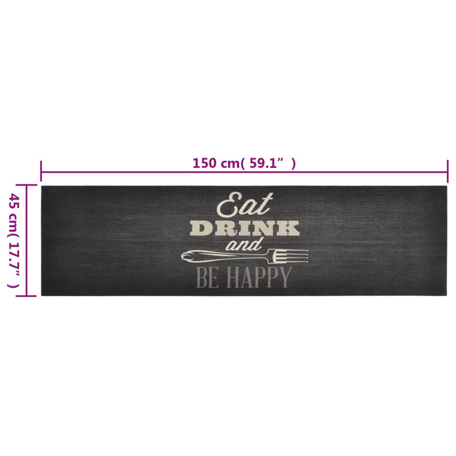 Keukenmat Wasbaar Keukenprint Fluweel 45 x 150 cm Zwart en wit