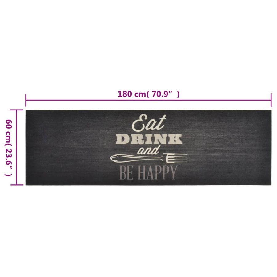 Keukenmat Wasbaar Keukenprint Fluweel 60 x 180 cm Zwart en wit